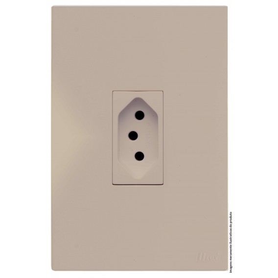 Conjunto Tomada 10a Vertical 4x2 - RECTA Areia Satin Fosco Conjunto Tomada 10a Vertical 4x2 - RECTA Areia Satin Fosco